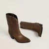 Wish Star-laarzen van duifgrijs leer met ton sur ton inlegdetails