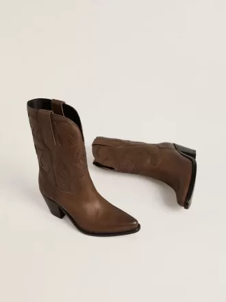 Wish Star-laarzen van duifgrijs leer met ton sur ton inlegdetails