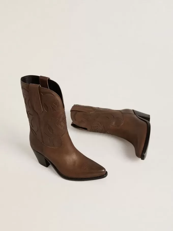 Wish Star-laarzen van duifgrijs leer met ton sur ton inlegdetails