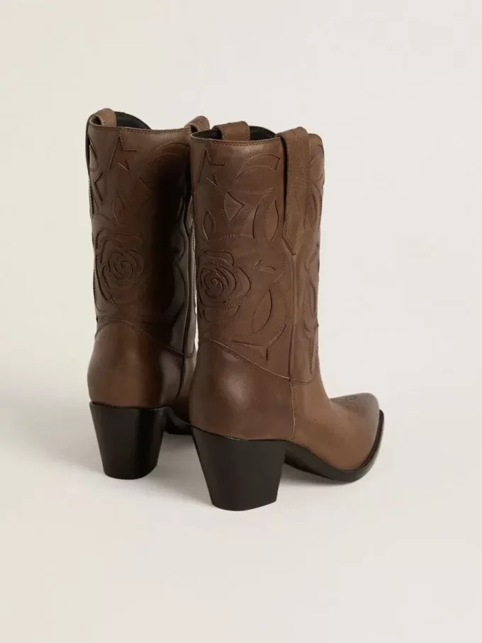 Wish Star-laarzen van duifgrijs leer met ton sur ton inlegdetails