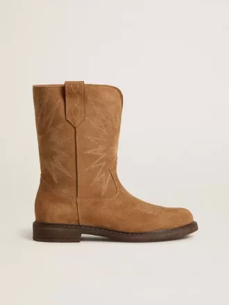 Wish Teen-laarzen van camelkleurig suède met sterrenborduursel