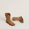 Wish Teen-laarzen van camelkleurig suède met sterrenborduursel