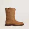 Wish Young-laarzen van camelkleurig suède met sterrenborduursel
