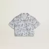 Wit cropped shirt voor meisjes met blauwe print