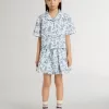 Wit cropped shirt voor meisjes met blauwe print