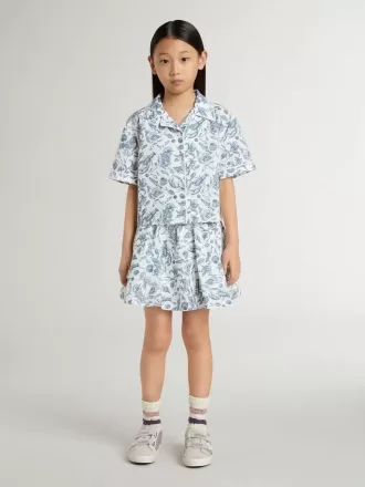 Wit cropped shirt voor meisjes met blauwe print