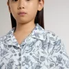 Wit cropped shirt voor meisjes met blauwe print
