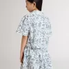 Wit cropped shirt voor meisjes met blauwe print