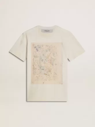 Wit dames-T-shirt met bloemenprint