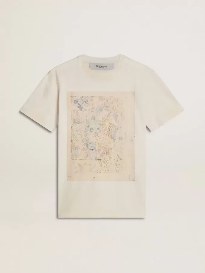 Wit dames-T-shirt met bloemenprint