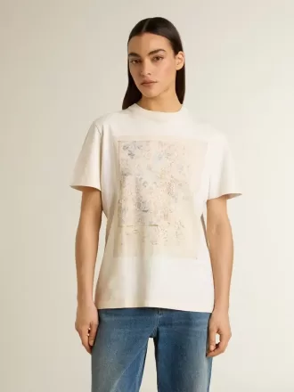 Wit dames-T-shirt met bloemenprint