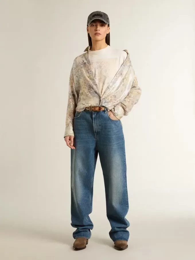 Wit dames-T-shirt met bloemenprint
