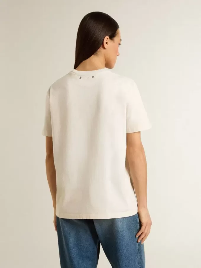 Wit dames-T-shirt met bloemenprint