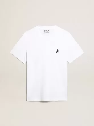 Wit dames-T-shirt met donkerblauwe ster op de voorkant