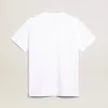 Wit dames-T-shirt met donkerblauwe ster op de voorkant