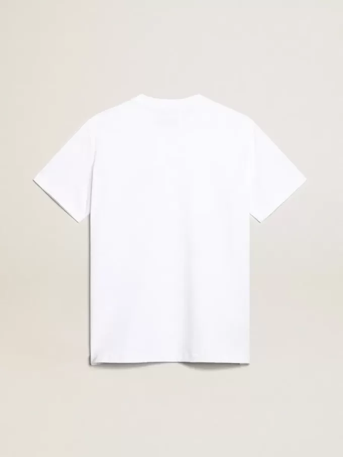 Wit dames-T-shirt met donkerblauwe ster op de voorkant