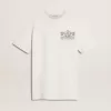 Wit dames-T-shirt met zwarte print op de borst