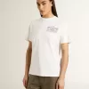 Wit dames-T-shirt met zwarte print op de borst