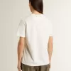 Wit dames-T-shirt met zwarte print op de borst
