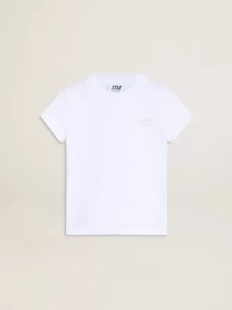 Wit en zilver T-shirt met logo en grote ster in zilveren glitter