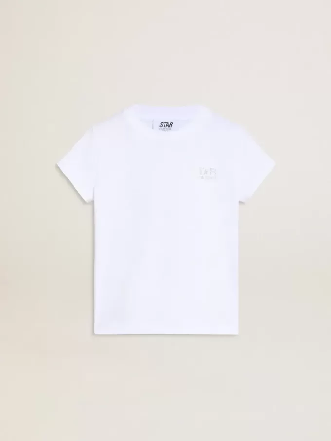 Wit en zilver T-shirt met logo en grote ster in zilveren glitter
