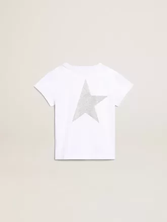 Wit en zilver T-shirt met logo en grote ster in zilveren glitter