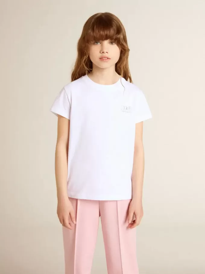 Wit en zilver T-shirt met logo en grote ster in zilveren glitter
