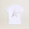 Wit en zilver T-shirt met logo en grote ster in zilveren glitter