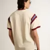 Wit heren-T-shirt met bordeauxrode letters op de voorkant