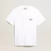 Wit heren-T-shirt met donkerblauwe ster op de rug
