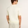 Wit jacquard gebreid poloshirt voor heren