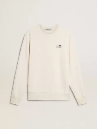Wit katoenen herensweatshirt met print op de achterkant