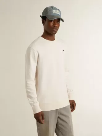 Wit katoenen herensweatshirt met print op de achterkant