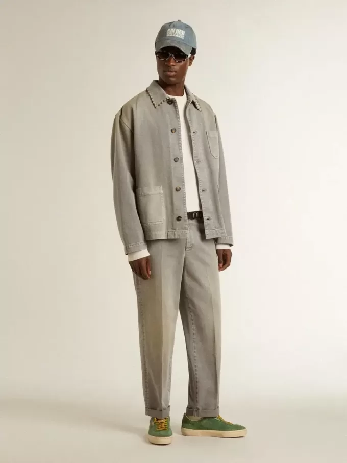 Wit katoenen herensweatshirt met print op de achterkant