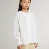 Wit katoenen shirt met broderie anglaise voor meisjes