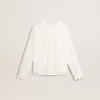 Wit katoenen shirt met broderie anglaise voor meisjes