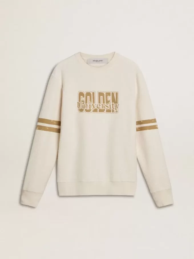 Wit katoenen sweatshirt voor heren met print op de voorkant