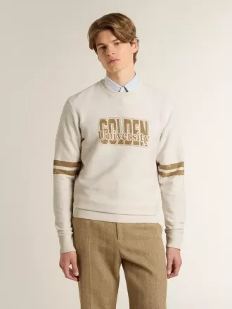 Wit katoenen sweatshirt voor heren met print op de voorkant