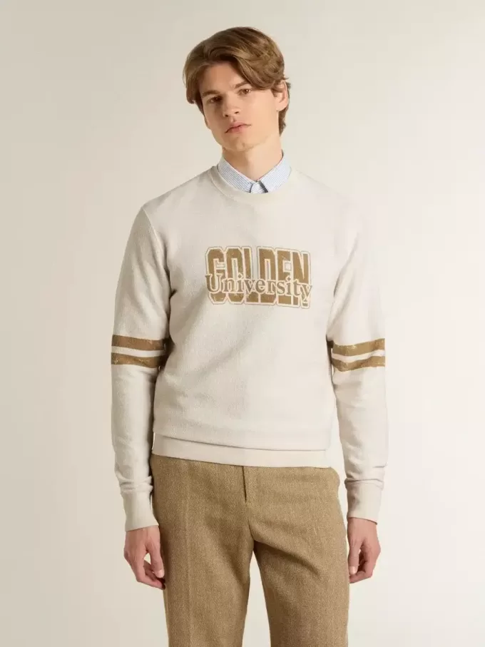 Wit katoenen sweatshirt voor heren met print op de voorkant