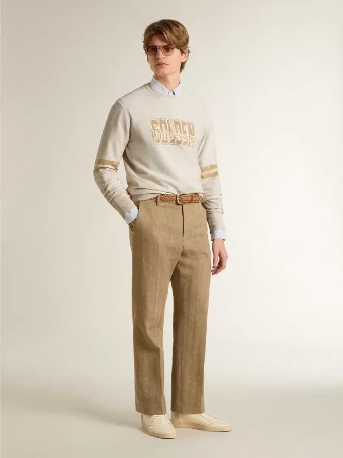 Wit katoenen sweatshirt voor heren met print op de voorkant