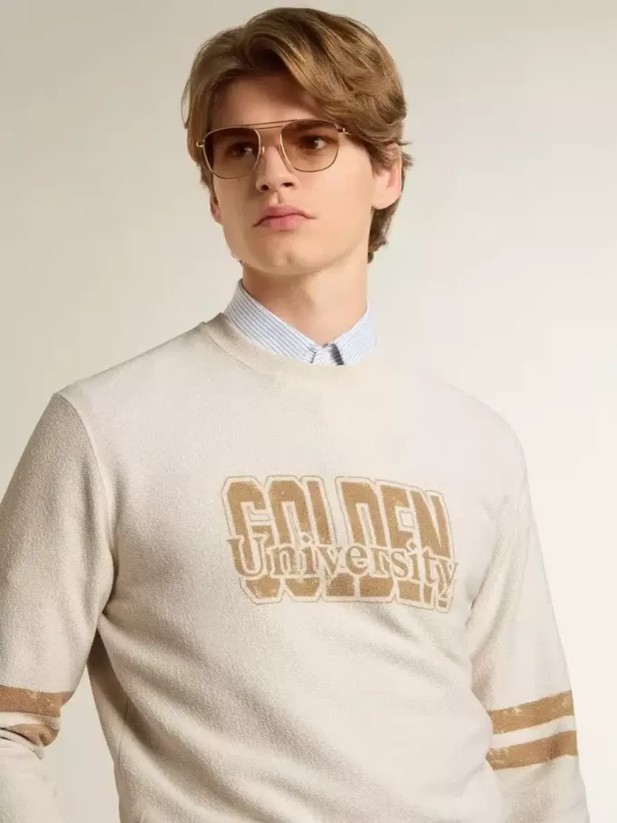 Wit katoenen sweatshirt voor heren met print op de voorkant