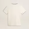 Wit katoenen T-shirt voor dames met handborduursels