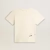 Wit katoenen T-shirt voor dames met print en borduursel