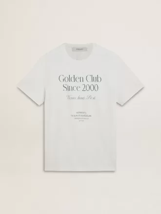 Wit katoenen T-shirt voor heren met groene print