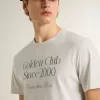 Wit katoenen T-shirt voor heren met groene print