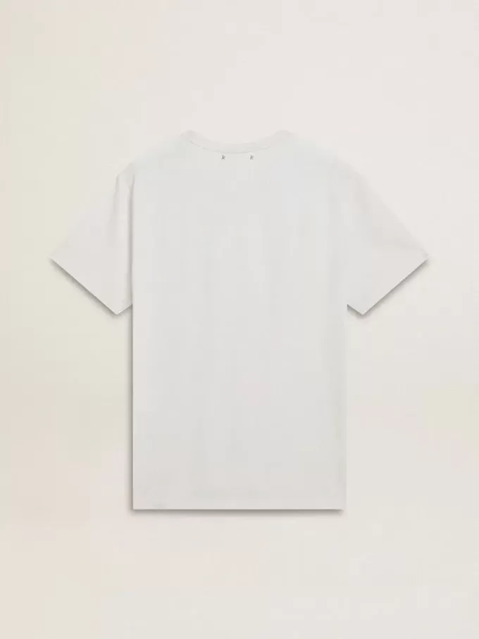 Wit katoenen T-shirt voor heren met groene print