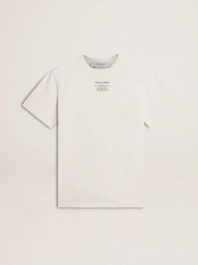 Wit katoenen T-shirt voor heren met zwarte letters