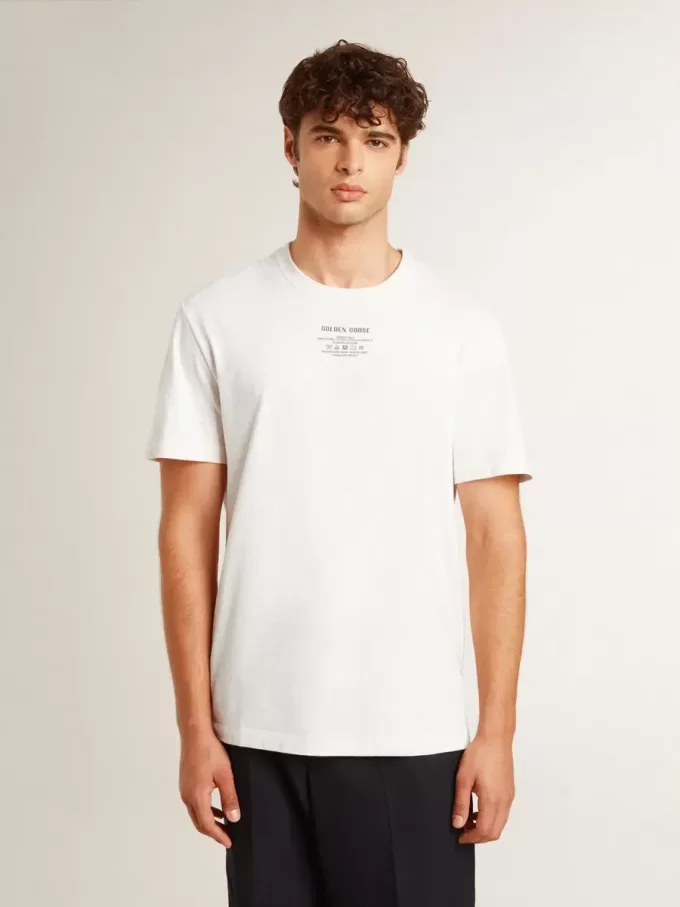 Wit katoenen T-shirt voor heren met zwarte letters