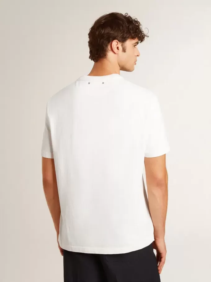Wit katoenen T-shirt voor heren met zwarte letters