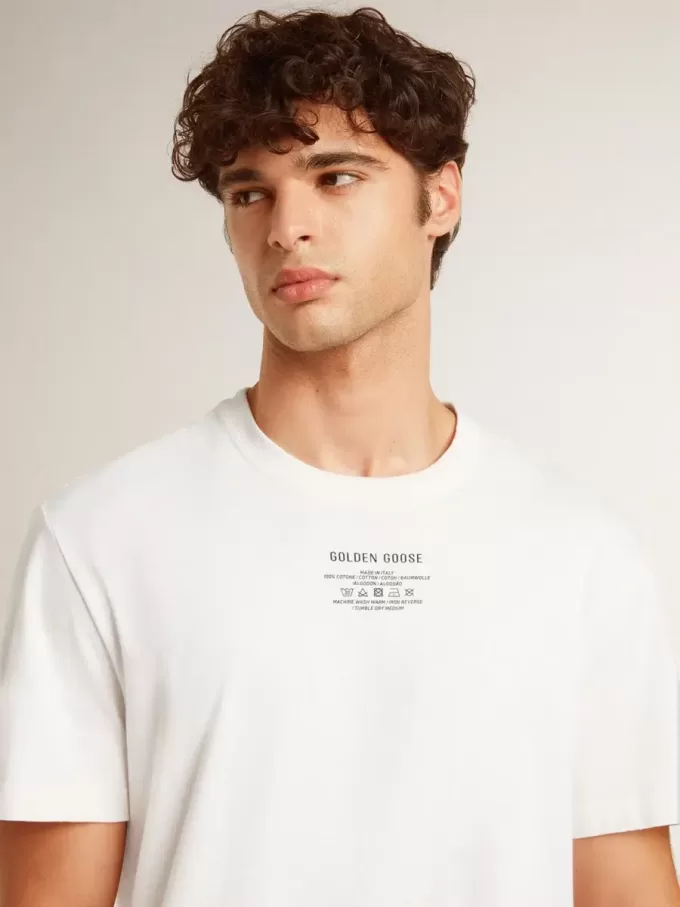 Wit katoenen T-shirt voor heren met zwarte letters
